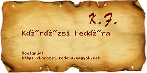 Körözsi Fedóra névjegykártya
